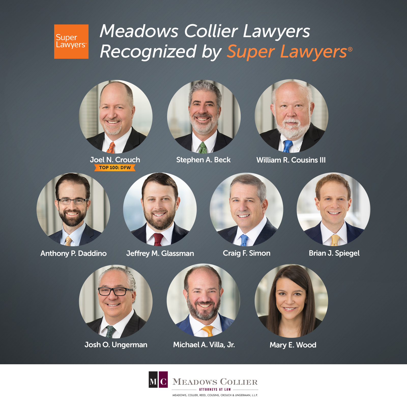 Ten Firm Lawyers Recognized on the 2024 Texas Super Lawyers List | Meadows,  Collier, Reed, Cousins, Crouch & Ungerman, L.L.P. - Attorneys at Law